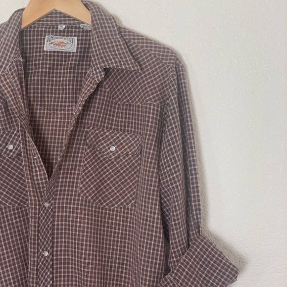 American West | Vintage lightweight throw on plaid button down shirt siz… - Picture 3 of 6